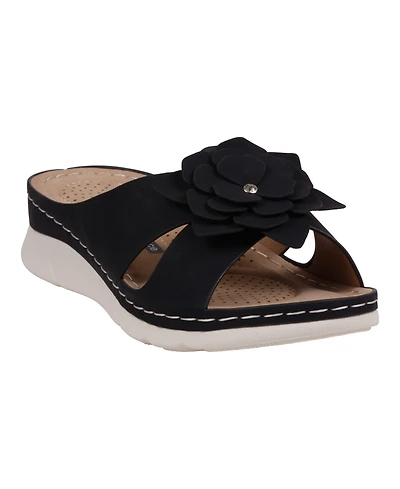 Gc Shoes Women's Claire Flower Rosette Comfort Sandals