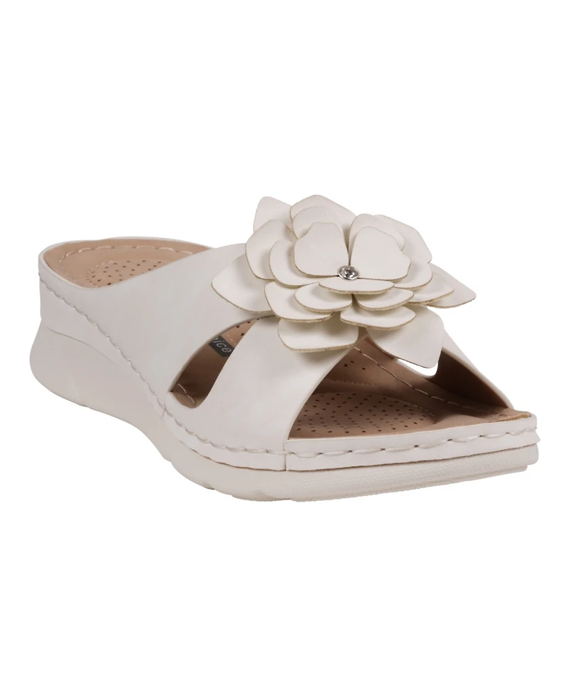 Gc Shoes Women's Claire Flower Rosette Comfort Sandals