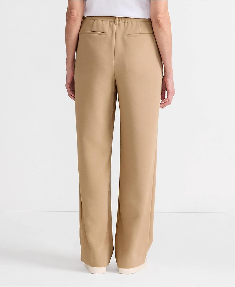 Lands' End Women's Crepe High Rise Pleated Wide Leg Pants