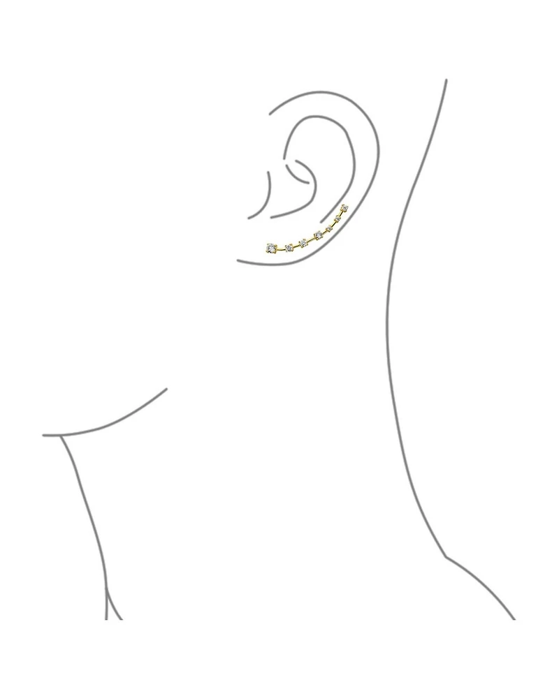 Bling Jewelry Cz Curved Crawlers Wire Cubic Zirconia Ear Cuff Cartilage Earring Gold Plated