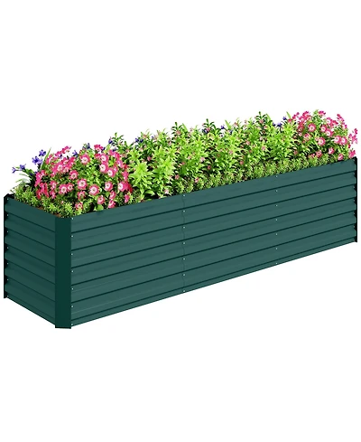 Outsunny 8x2x1ft Galvanized Raised Garden Bed Large Elevated Planter Box