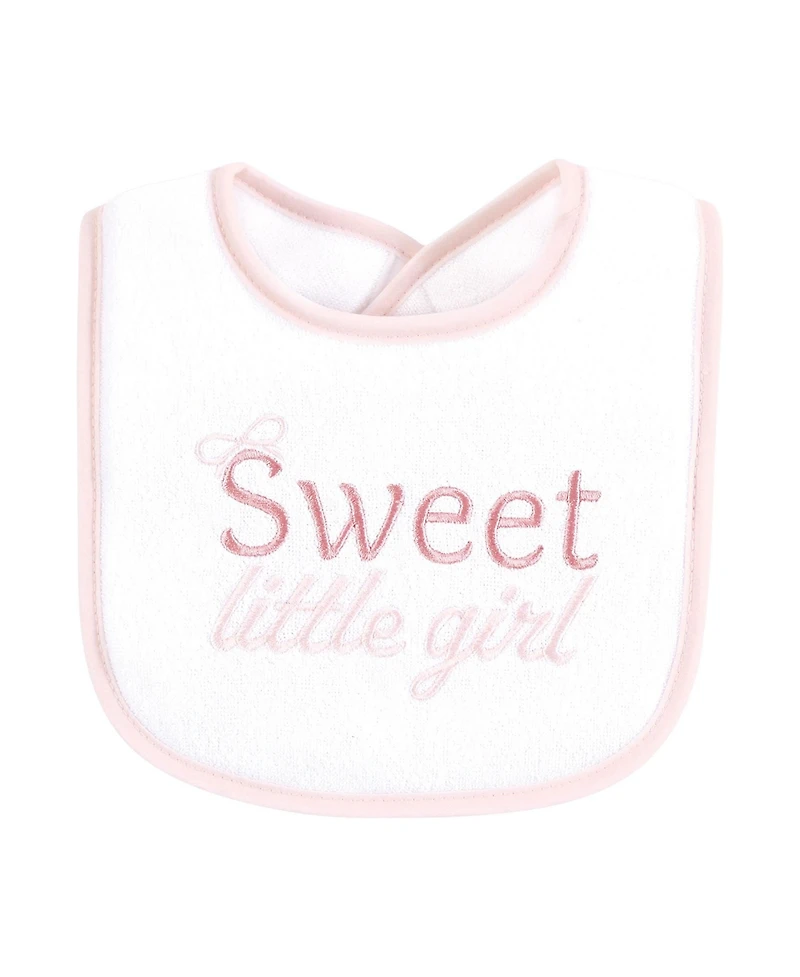 Hudson Baby Infant Girl Cotton Terry Drooler Bibs with Fiber Filling, Cutest Family, One