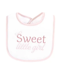 Hudson Baby Infant Girl Cotton Terry Drooler Bibs with Fiber Filling, Cutest Family, One