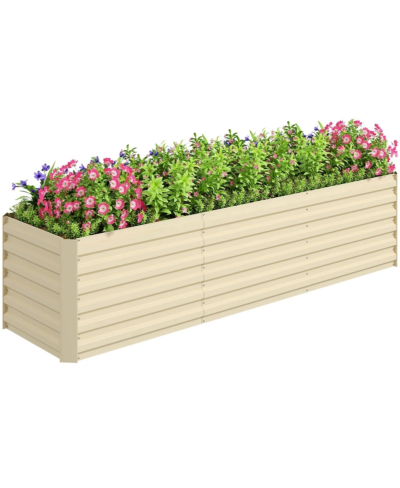 Outsunny 8x2x1ft Galvanized Raised Garden Bed Large Elevated Planter Box