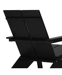 Outdoor Hdpe Modern Adirondack Chair with Folding Patio Ottoman and Cup Holder