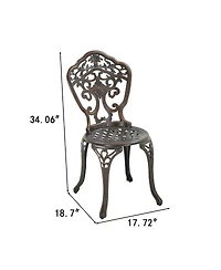 Outdoor Dining Chair Set of 2, Cast Aluminium Patio Chairs Outdoor Bistro Chairs, Bronze