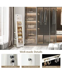 Rotatable 2-in-1 Lockable Jewelry Cabinet with Full-Length Mirror