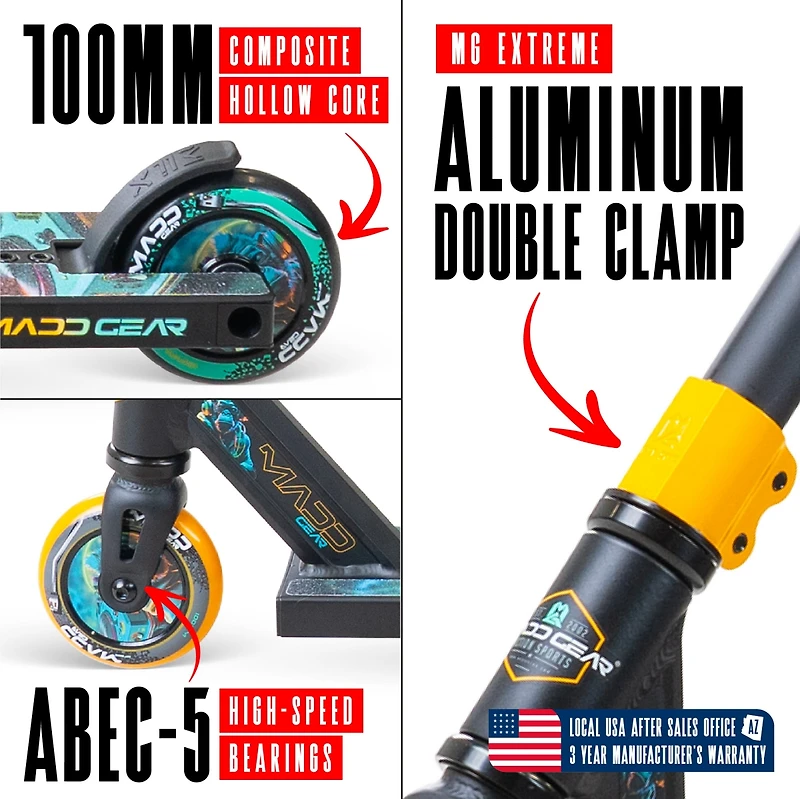 Pro Stunt Scooter for Kids Ages 5+ – Lightweight Durable Trick Scooter for Skatepark and Street – Madd Gear MG2