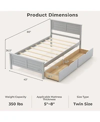 Twin Bed Frame with Storage Drawers