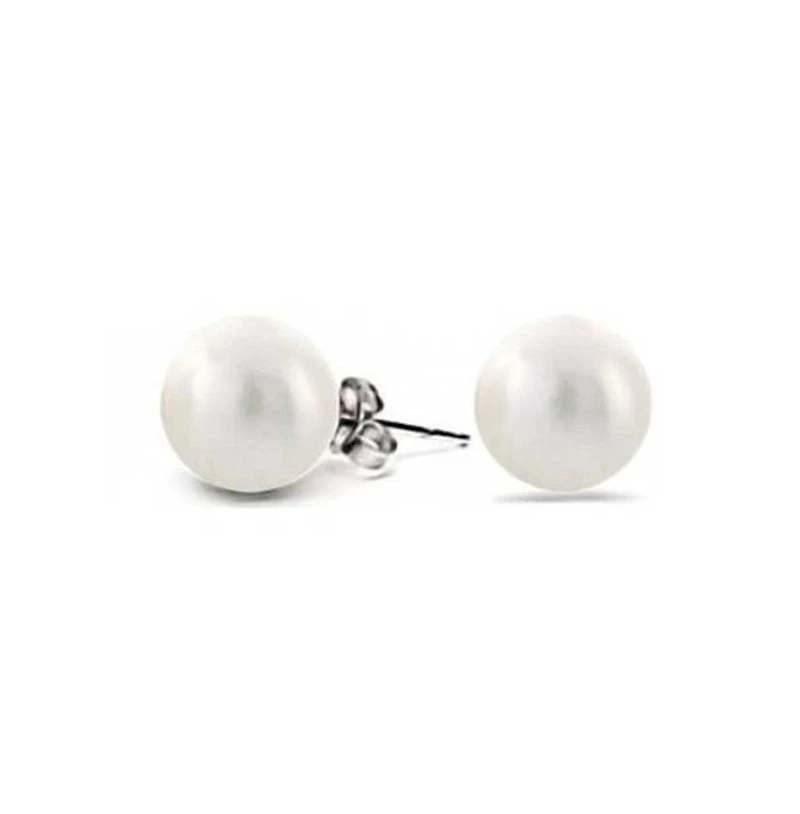 Bling Jewelry Set Of 3 White Black Pink Simulated Pearl Stud Ball Earrings Sterling Silver 8MM