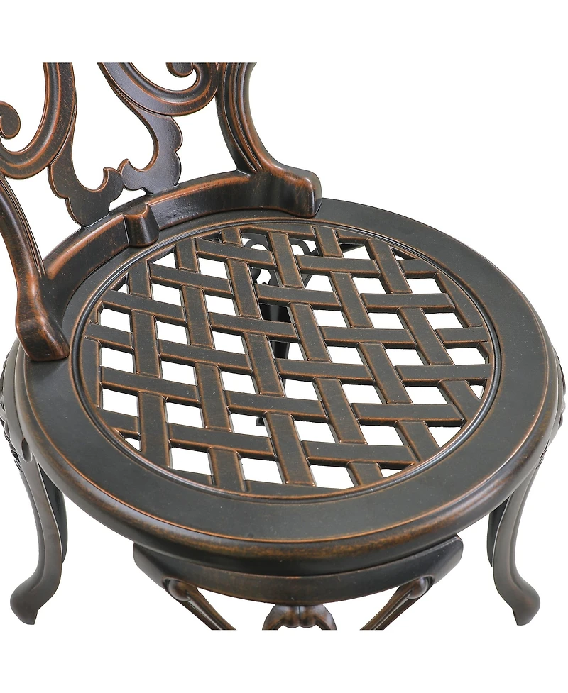 Outdoor Dining Chair Set of 2, Cast Aluminium Patio Chairs Outdoor Bistro Chairs, Bronze