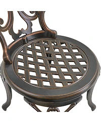 Outdoor Dining Chair Set of 2, Cast Aluminium Patio Chairs Outdoor Bistro Chairs, Bronze