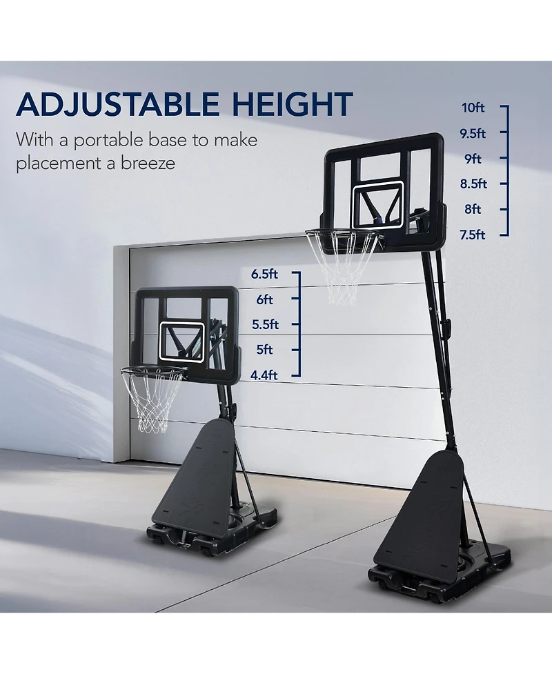 Best Choice Products Adjustable 4.4-10ft Basketball Hoop, Portable Goal w/Shatterproof Backboard