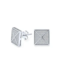 Bling Jewelry Geometric Square Cubic Zirconia Pave Cz Pyramid Stud Earrings .925 Sterling Silver
