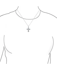 Bling Jewelry Elegant Necklace with Cubic Zirconia Cross Pendant in Sterling Silver