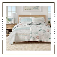 Linery & Co. Cotton Stitched Reversible Coastal Quilt and Sham Set
