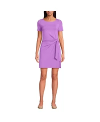 Lands' End Women's Short Sleeve Cotton Modal Wrap Above the Knee Dress