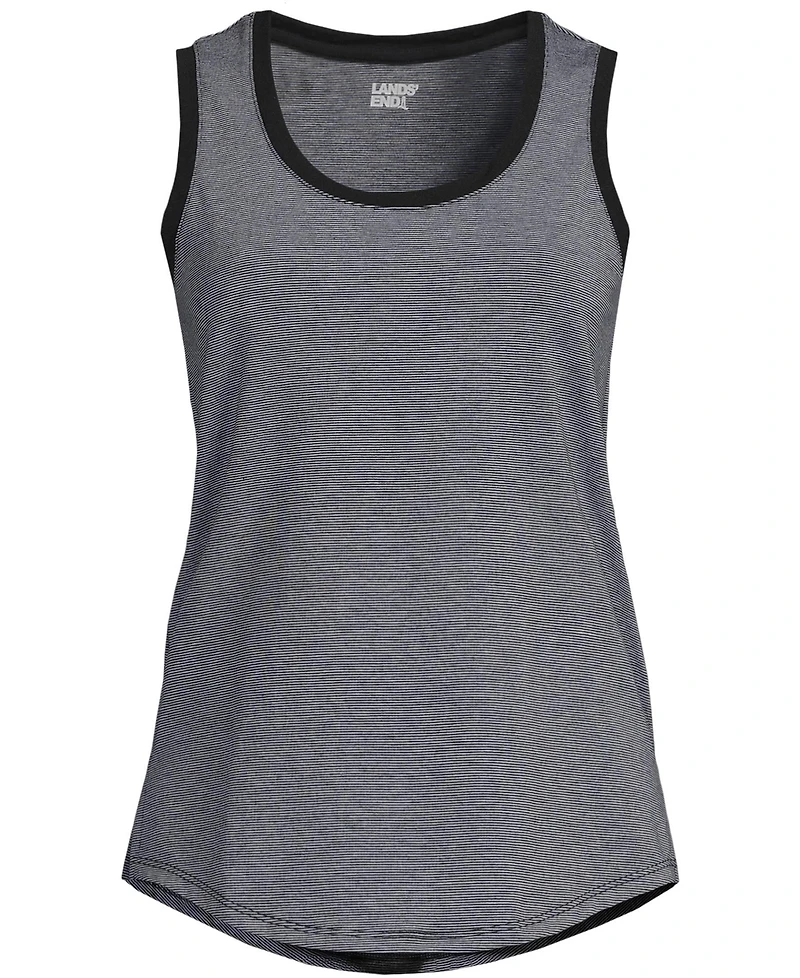 Lands' End Women's Sleeveless Power Performance Scoop Neck Curved Hem Tunic Tank