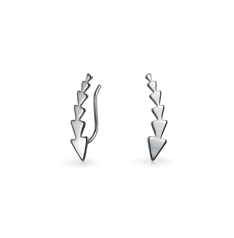 Bling Jewelry Minimalist Geometric Arrow Ear Cuff Cartilage Climbers in Sterling Silver