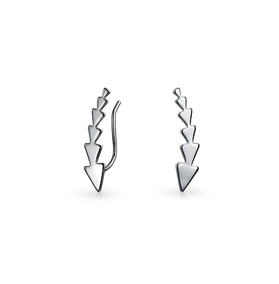 Bling Jewelry Minimalist Geometric Arrow Ear Cuff Cartilage Climbers in Sterling Silver