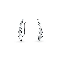 Bling Jewelry Minimalist Geometric Arrow Ear Cuff Cartilage Climbers in Sterling Silver