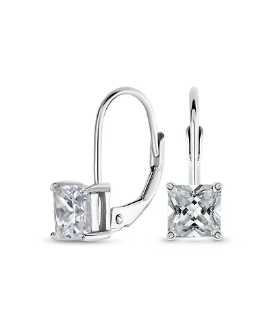 Bling Jewelry Classic Cubic Zirconia Square Princess Cut Solitaire Cz Lever back Earrings Gold Plated .925 Sterling Silver