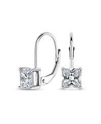 Bling Jewelry Classic Cubic Zirconia Square Princess Cut Solitaire Cz Lever back Earrings Gold Plated .925 Sterling Silver