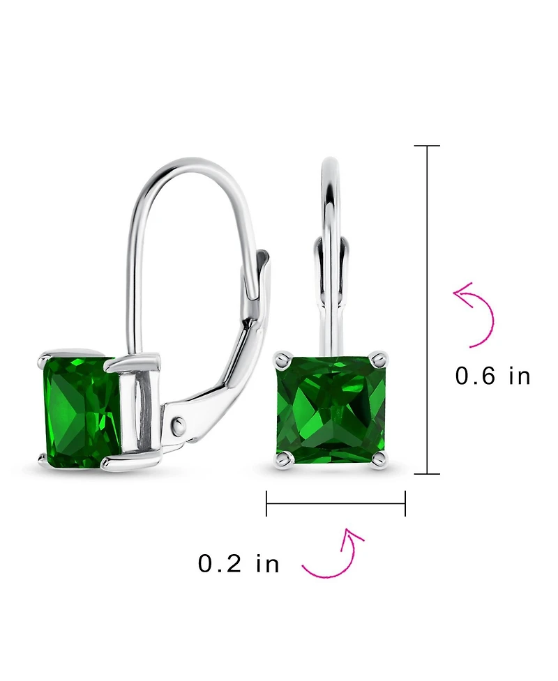 Bling Jewelry Classic Cubic Zirconia Square Princess Cut Solitaire Square Cz Lever back Earrings Gold Plated .925 Sterling Silver