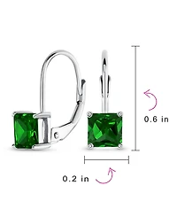 Bling Jewelry Classic Cubic Zirconia Square Princess Cut Solitaire Square Cz Lever back Earrings Gold Plated .925 Sterling Silver