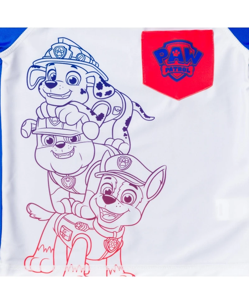 Paw Patrol Toddler Boys Upf 50+ Rash Guard and Swim Trunks Outfit Set