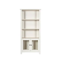 Omaha Modern Farmhouse Storage Cabinet Bookcase, Glass Doors And Open Shelves