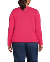Lands' End Plus Blend Scallop Edge Fitted Cardigan Sweater - Set Top