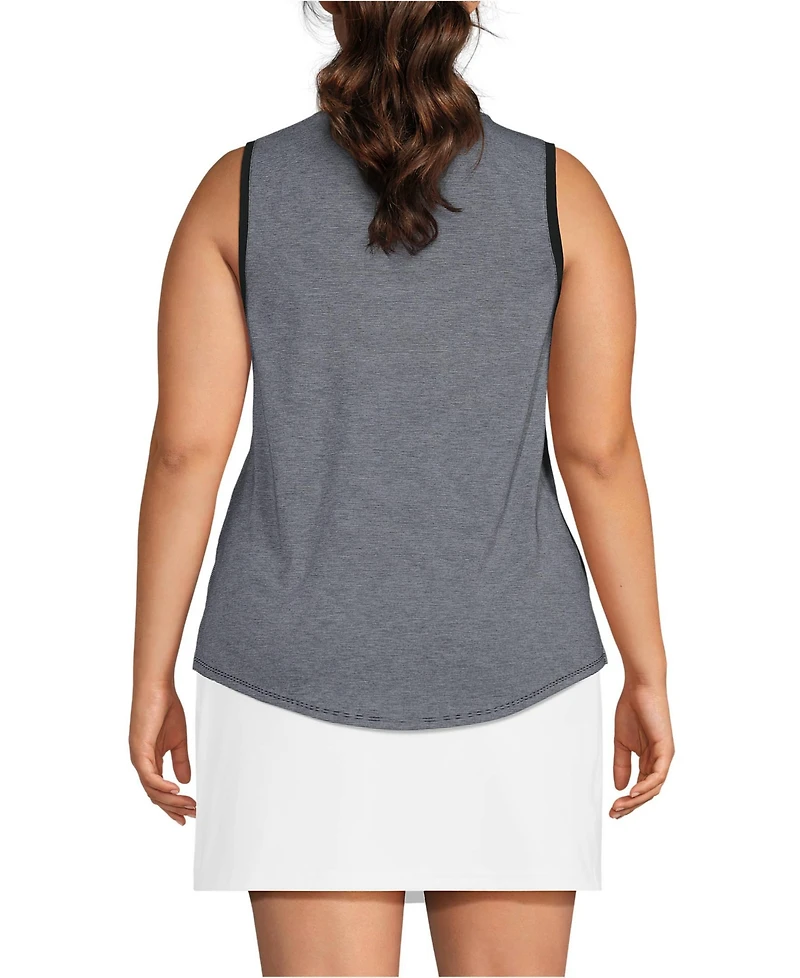 Lands' End Plus Sleeveless Power Performance Scoop Neck Curved Hem Tunic Tank