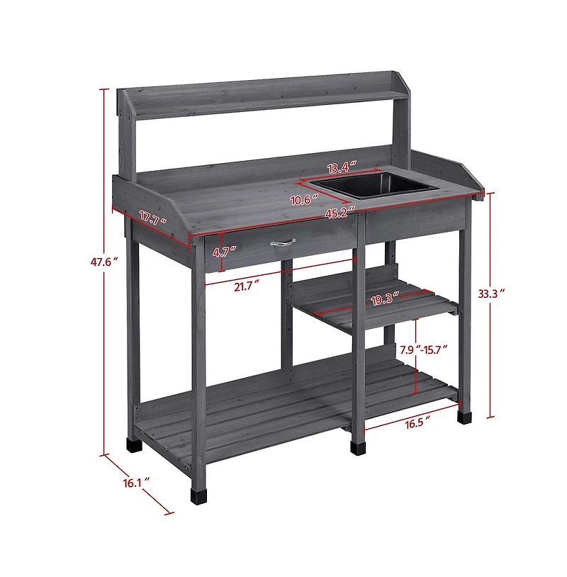 Yaheetech Potting Bench Outdoor Garden Work Bench Station