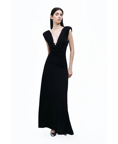 Nocturne Women's Padded Shoulder Maxi Dress