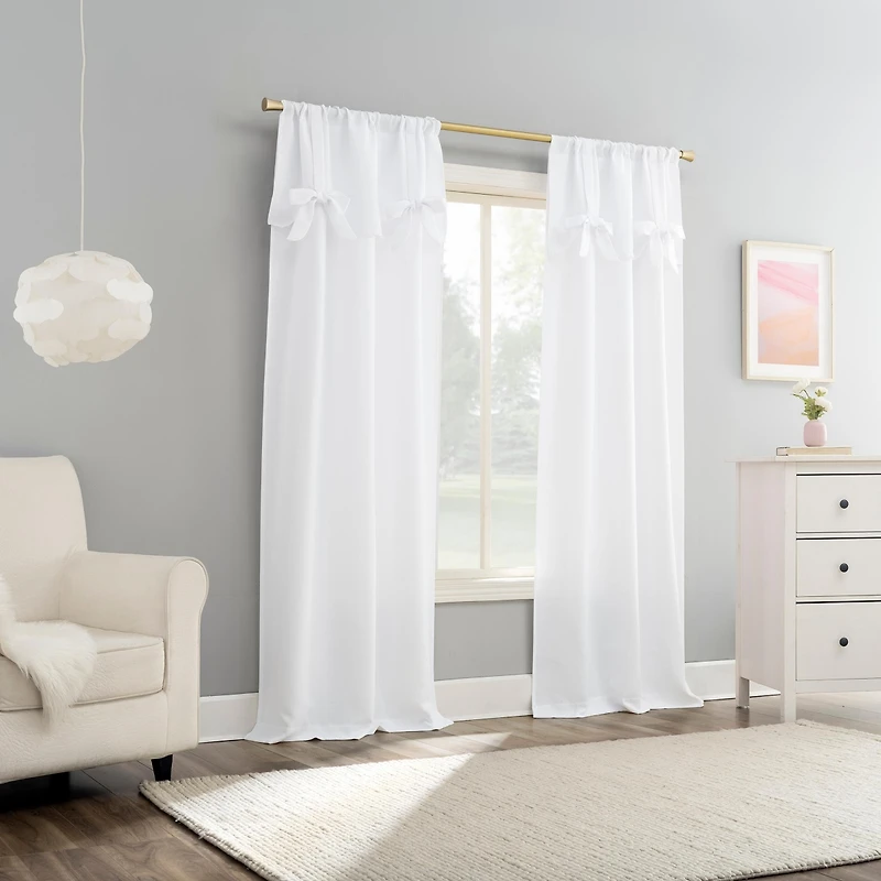 Emma Generation Bow Valance Semi-Sheer Rod Pocket Curtain Panel