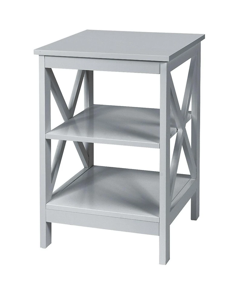 3-Tier Nightstand End Table with X Design Storage