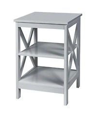 3-Tier Nightstand End Table with X Design Storage