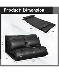 Foldable Pu Leather Leisure Floor Sofa Bed with 2 Pillows