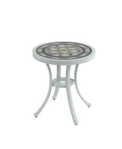 24 Inches Outdoor Bistro Table Cast Aluminium Patio Dining Table Outdoor Round Bistro Table, Bronze