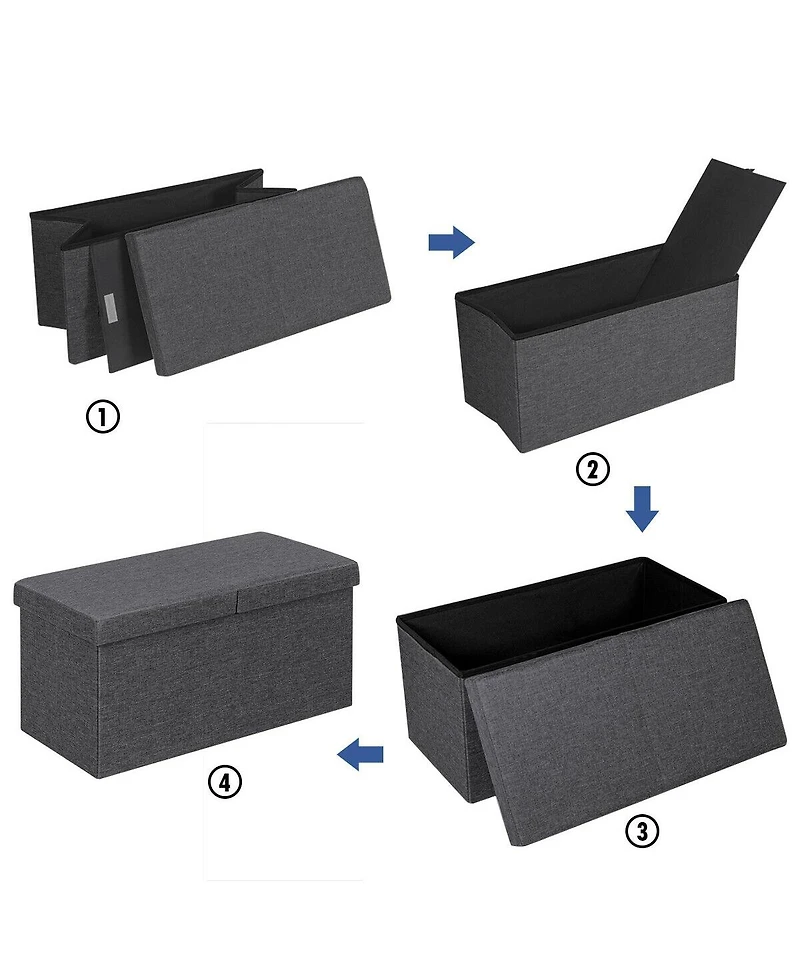 30 Inch Folding Storage Ottoman with Lift Top