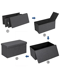 30 Inch Folding Storage Ottoman with Lift Top