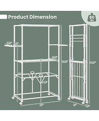 Foldable Clothes Drying Rack, 68.5" Aluminum Laundry Rack with Hanging Rods & Drying Shelves