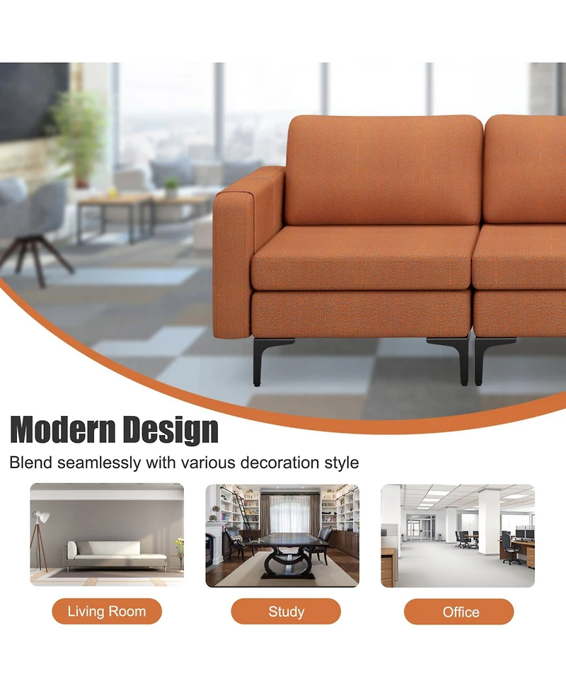 Convertible Leather Sofa Couch with Magazine Pockets 3-Seat with 2 Usb Port