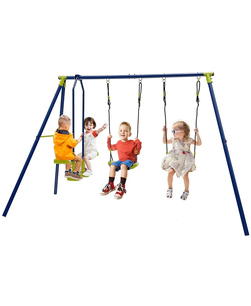Heavy-Duty 440 lbs Kids Swing Set with 2 Swings & 1 Glider