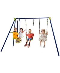 Heavy-Duty 440 lbs Kids Swing Set with 2 Swings & 1 Glider