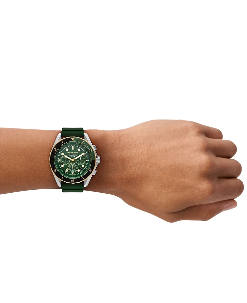 Michael Kors Men's Maritime Chronograph Green Silicone Watch, 45mm