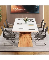 Tribesigns 6FT Conference Table for 6-8 People, Meeting Table with Crossed Legs, Industrial Business Training Desk for Office Conference, Meeting Room