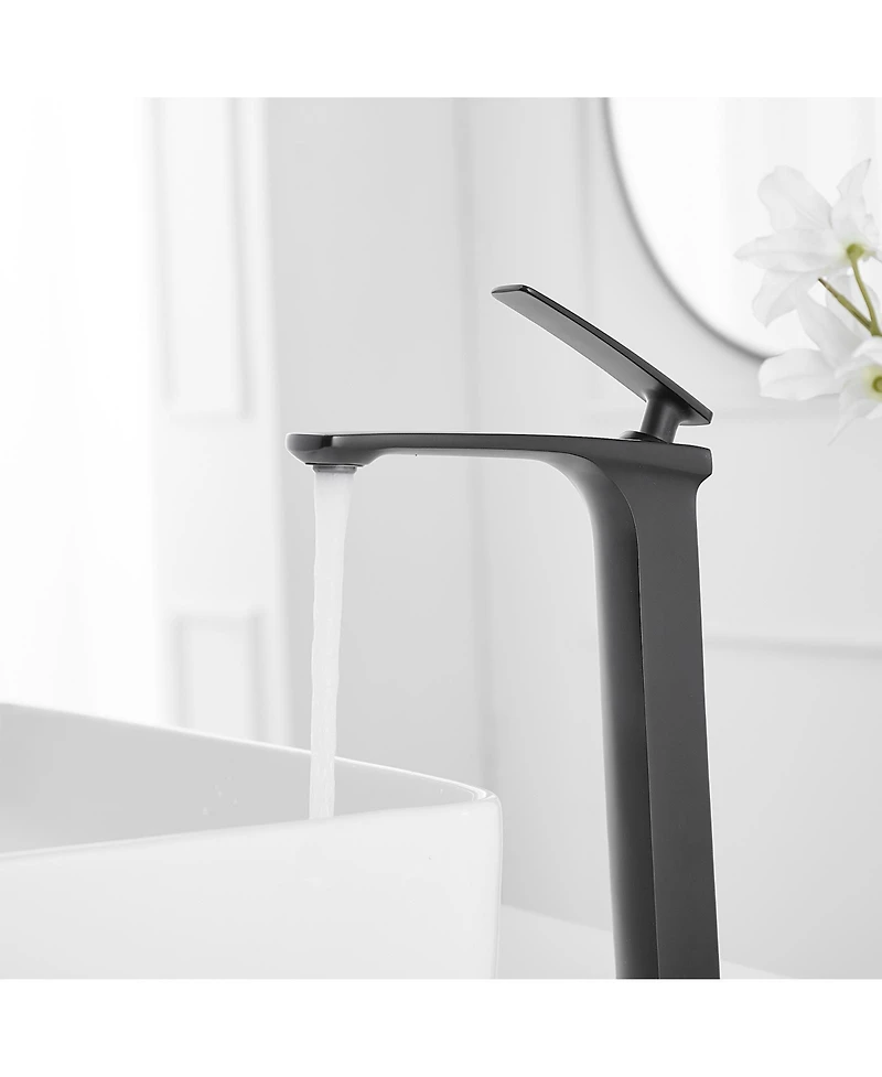 Single Hole Handle Bathroom Vessel Sink Faucet With Pop Up Drain Without Overflow Polished Chrome