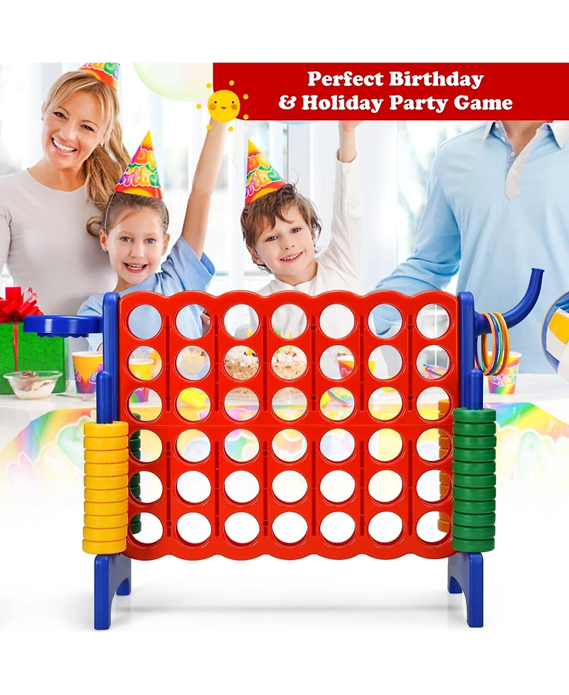 Gymax 2.5Ft 4-to-Score Giant Game Set Basketball Hoop Ring Game Outdoor Indoor